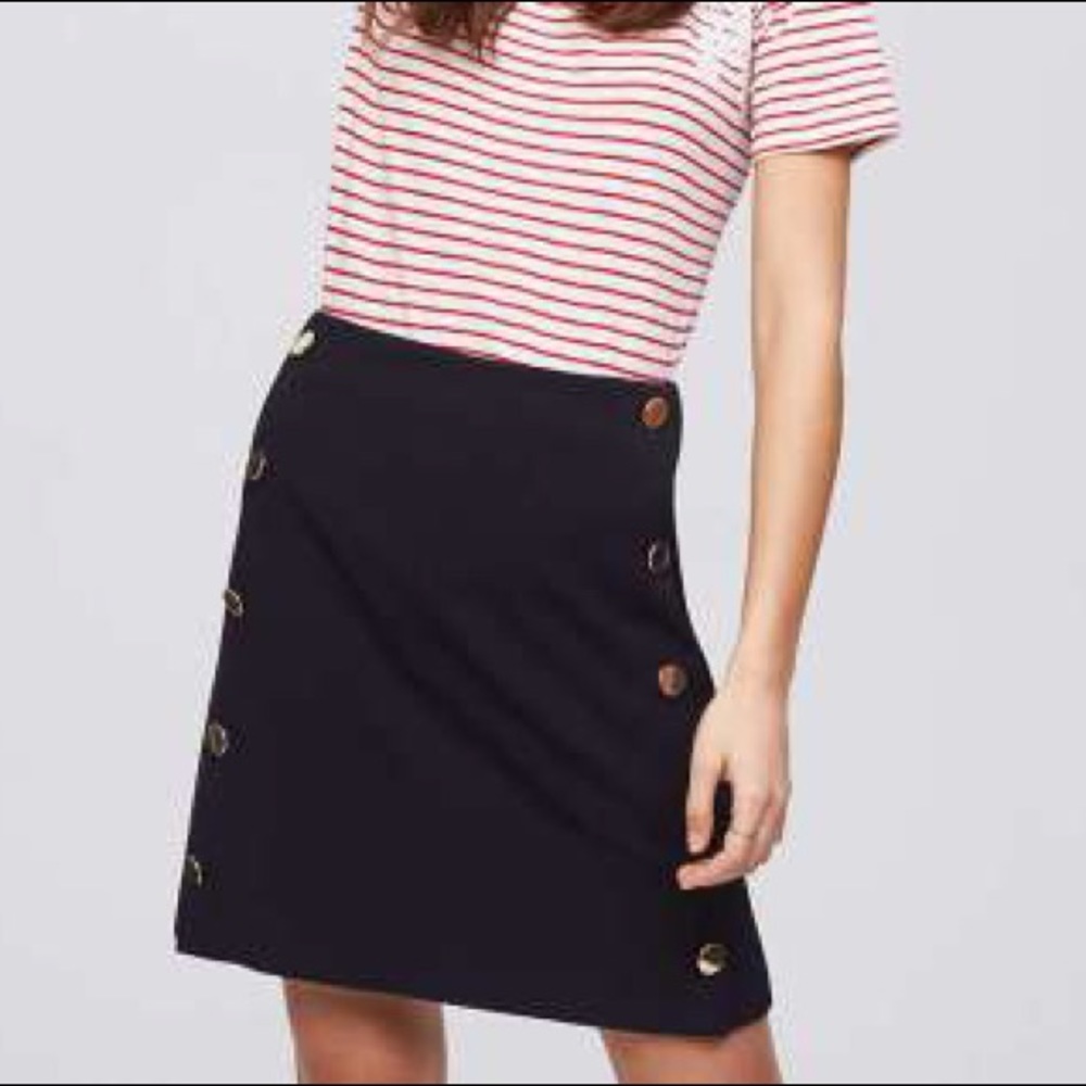 EUC LOFT Sailor Skirt with Gold Buttons